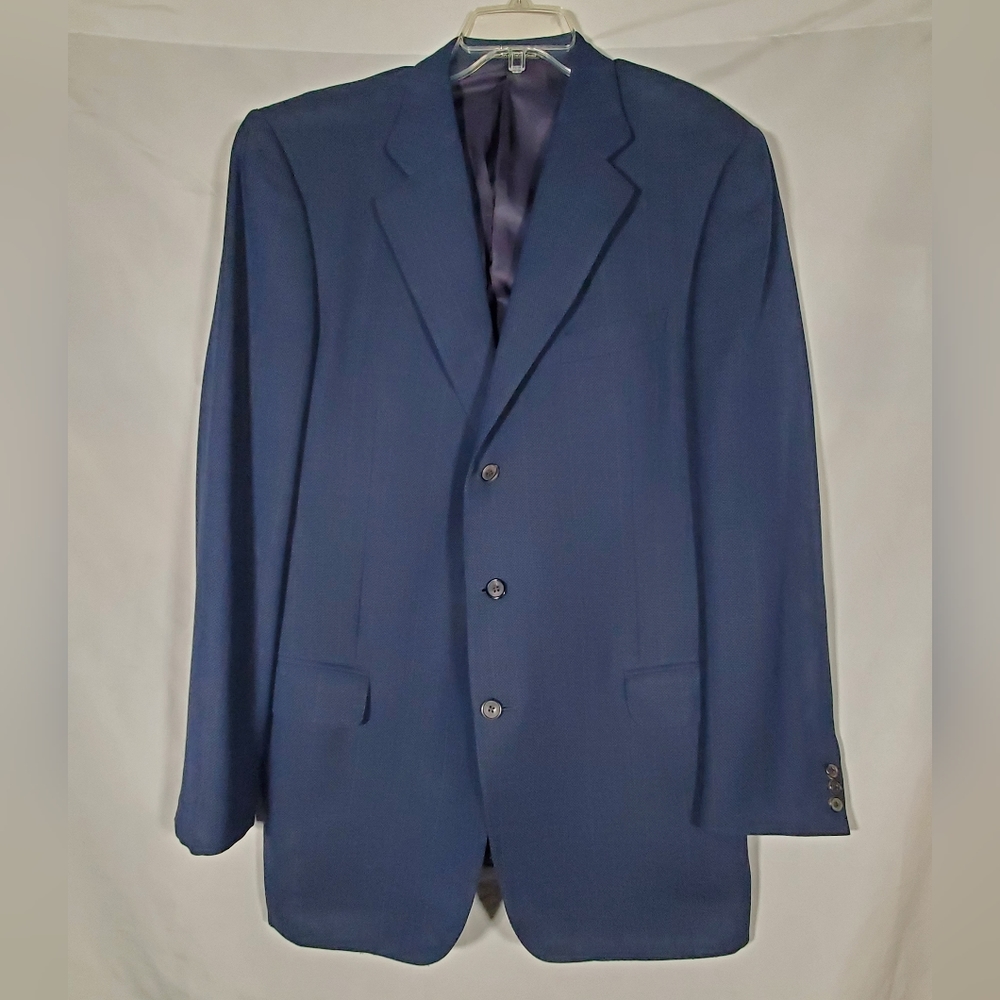 ERMENEGILDO ZEGNA BLUE WOOL STRIPED HIGH PERFORMANCE BLAZER JACKET EU 56 US 46